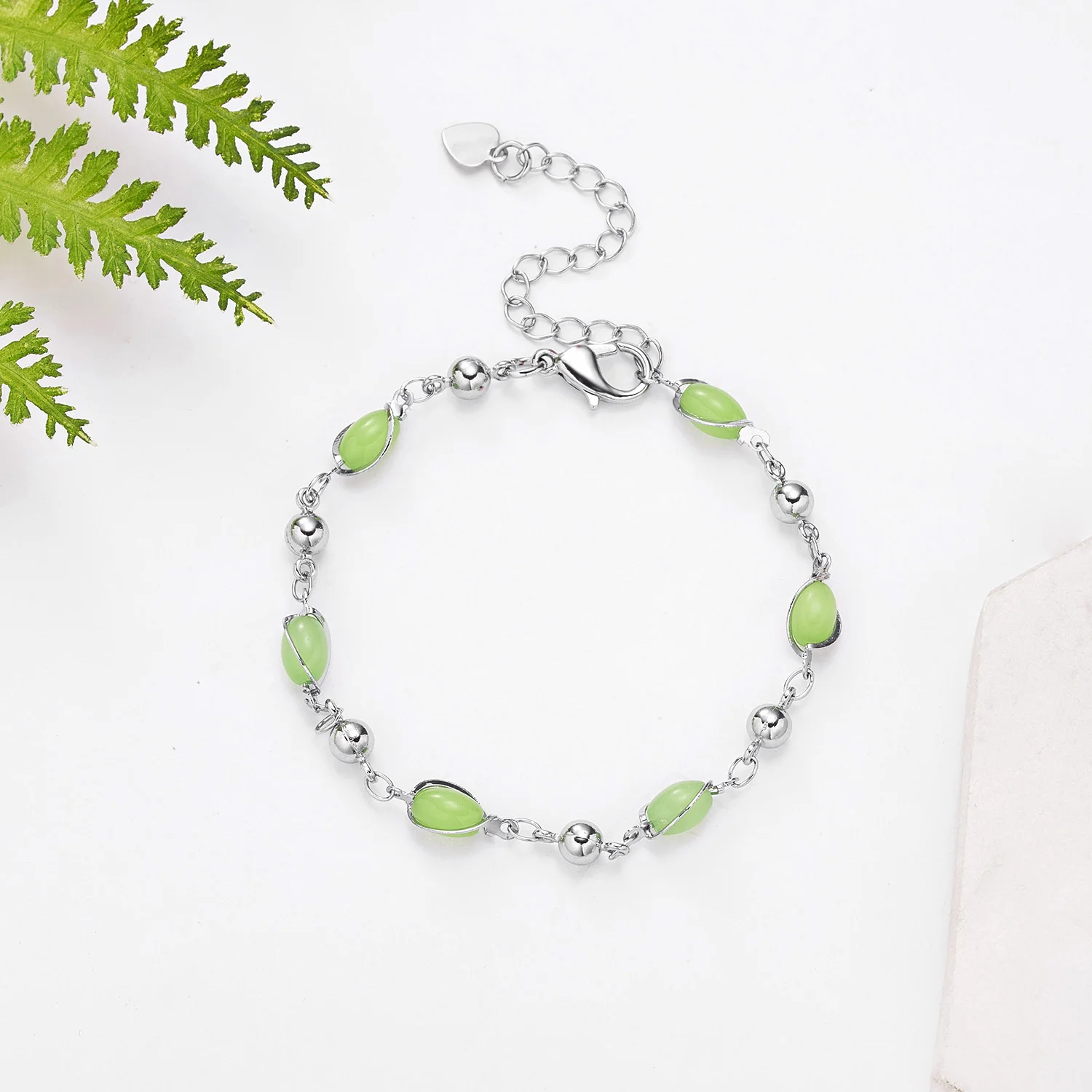 

New Geometric Oval Shaped Beads Natural Stone Link Chain Bracelet For Women Red Blue Color Beads Simple Bracelet Joker Jewelry