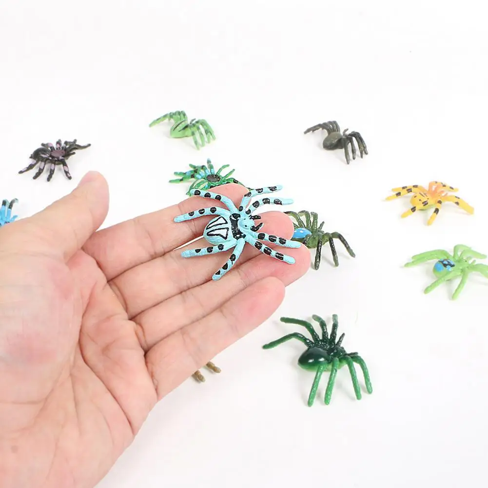 

12pcs Artificial Spider Decoration Simulated Spider Model Realistic Plastic Spider Figurines Kids' Educational Tricky Toy