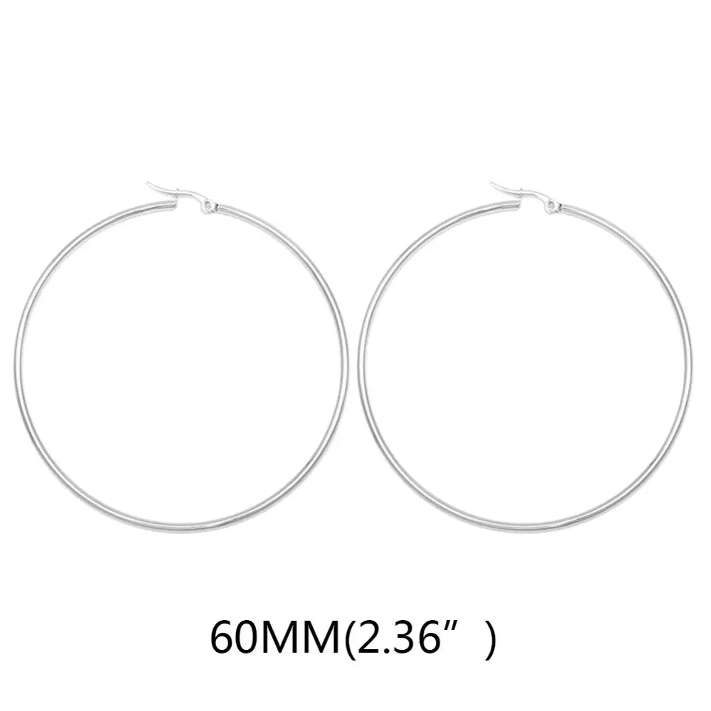 60mm Steel Простые круглые серьги из нержавеющей стали 316L золотого цвета, модные женские очаровательные серьги, кольцо для ушей, ювелирные изделия для леди, подарок, серьги doreilles - Окраска металла: 60mm Steel