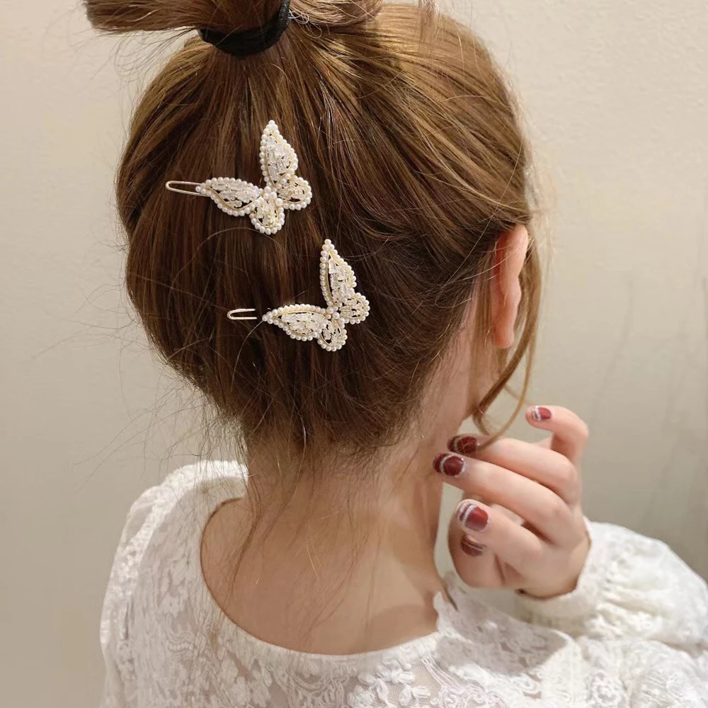 

Fantasy Pearls Zirconia Butterfly Hair Clips Hairgrips Hairpins Ponytail Holder Barrettes Hair Jewelry for Women Gilrs