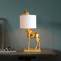 nordic giraffe table lamp modern resin desk lamp for bedroom study childrenroom decoration lights fabric led night stand light