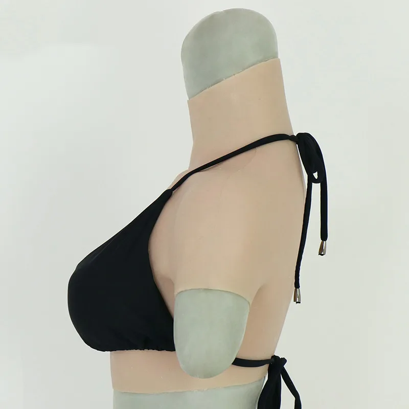 Top B-cup Realistic Silicone Breast Form for Crossdresser Drag Queen Shemale Cosplay Transgender Short Sleeve Fake Boobs