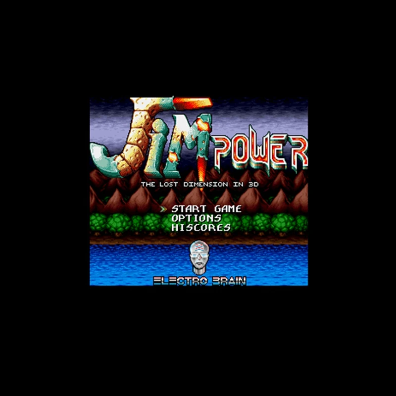 Игровая карта Jim Power - The Lost Габариты В 3D NTSC версия 16 бит 46 пин большая серая для
