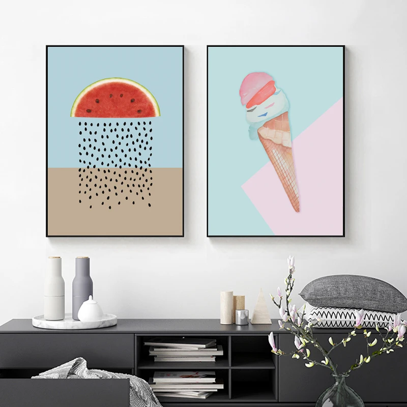 Абстрактная Картина на холсте фрукты скандинавский постер мультяшный настенный