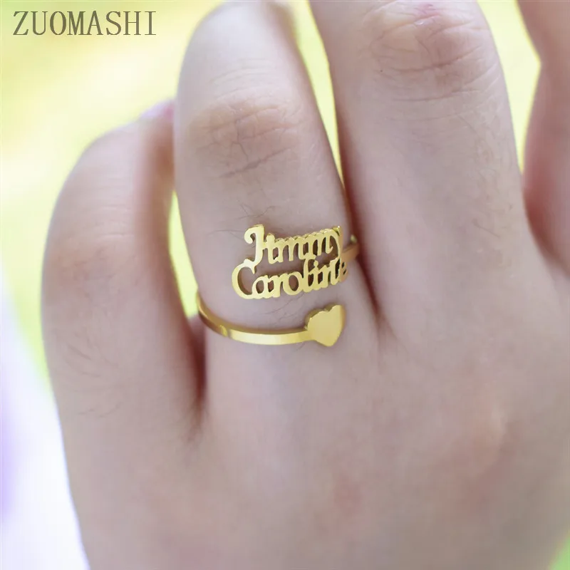 Изящное кольцо с именем на заказ штабелируемые кольца в форме сердца подарок