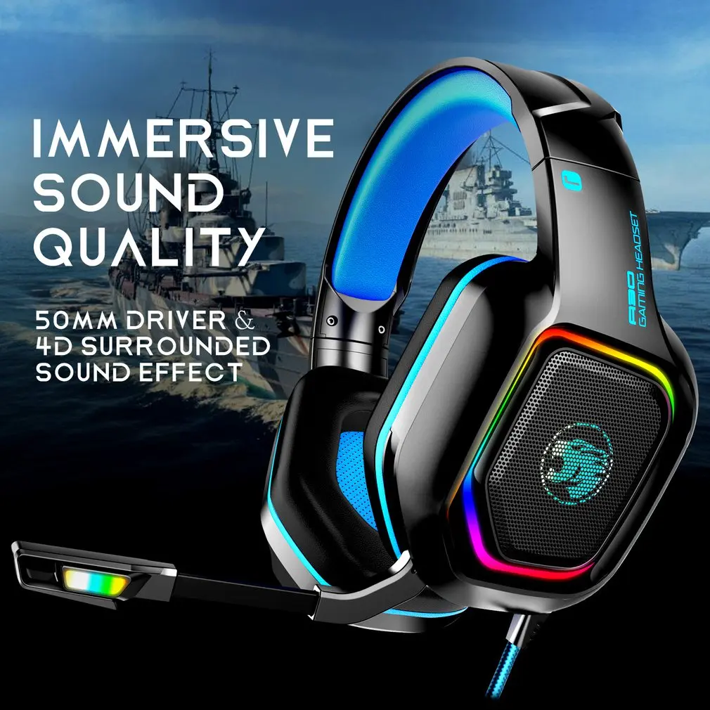 

Игровая гарнитура для ПК PS4 PS5, наушники с микрофоном, Накладные наушники с шумоподавлением, проводные наушники для компьютера и телефона