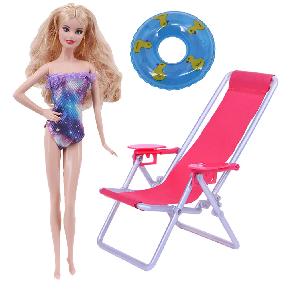 Куклы-Барби Одежда Аксессуары 3 шт = 1xSwimwear бикини + 1x пляжное кресло 1xSwim кольцо для