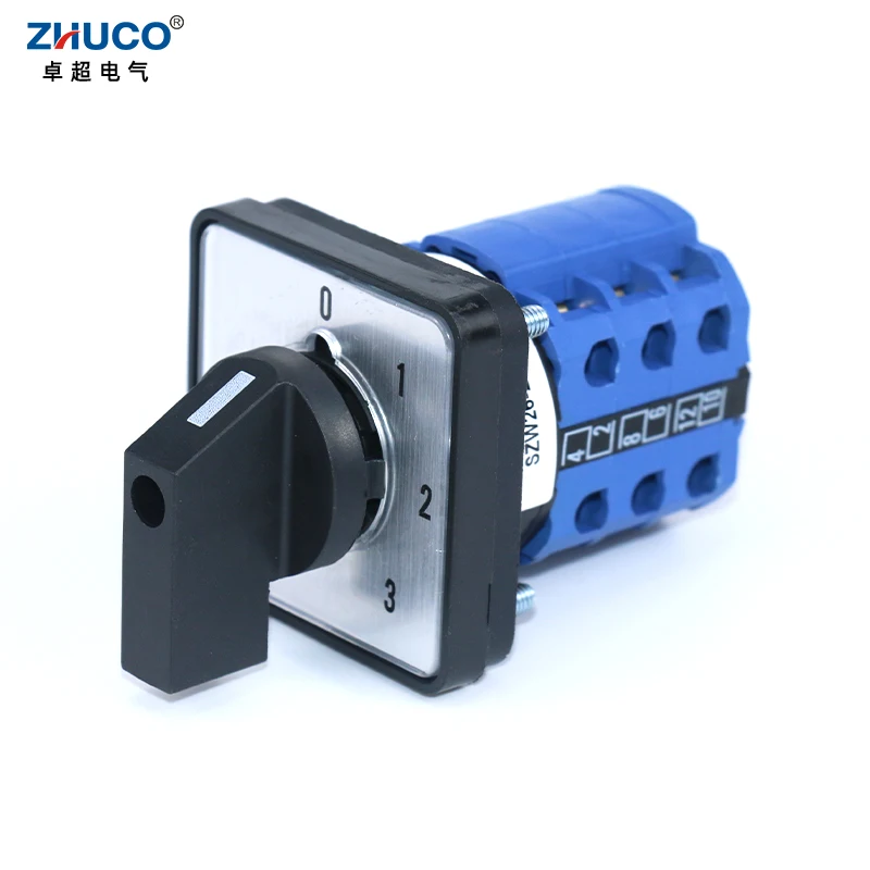 Трехфазный переключатель ZHUCO SZW26/Φ Ui 660 в 0-1-2-3 4 позиционный 64x64 48x48 мм крепление на