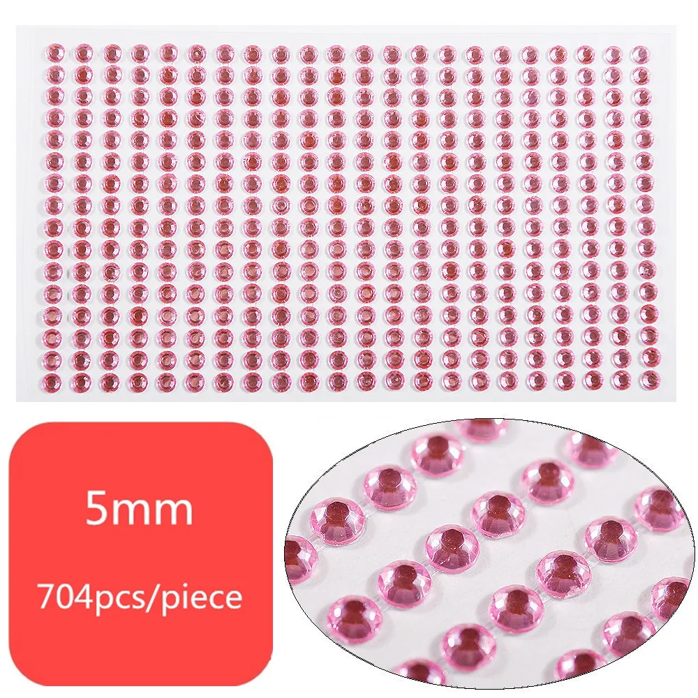light pink 3/4/5 мм самоклеющиеся Стикеры со стразами для ногтей ног дизайн аппликация Маникюр Скрапбукинг наклейки - Цвет: light pink