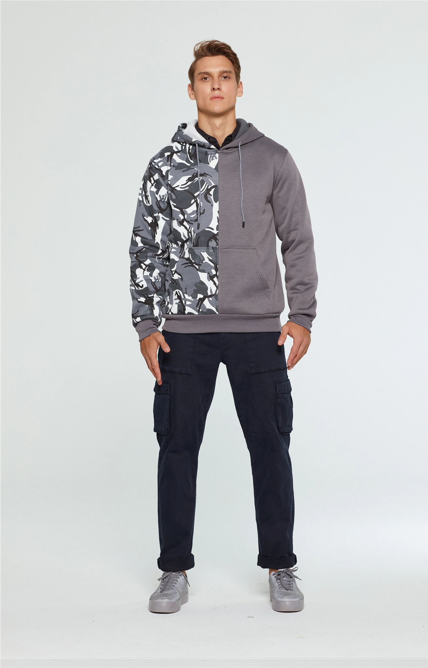 Худи мужское камуфляжное флисовое свитшот с длинным рукавом худи в стиле хип-хоп