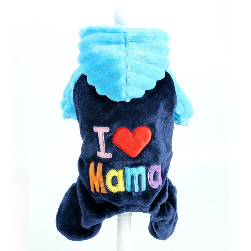 Dog Puppy Jumpsuit Hoodies Indoor Clothes Winter Warm Flannel Pajamas Pjs for Small Dogs Cat Clothing I Love Mama Pet Costume |