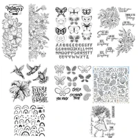 dotted butterflies flowers transparent silicone clear stamp for scrapbooking diy craft decoration soft stamp new 2021