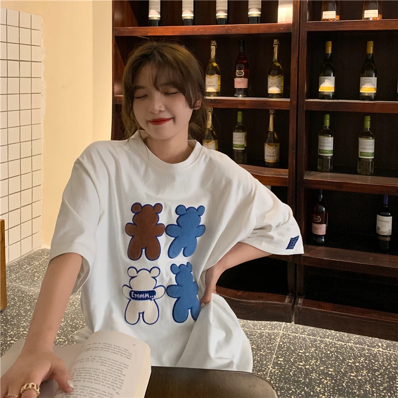 

YTX1865 women 2021 new Summer Korean loose mid-length short-sleeved T-shirt