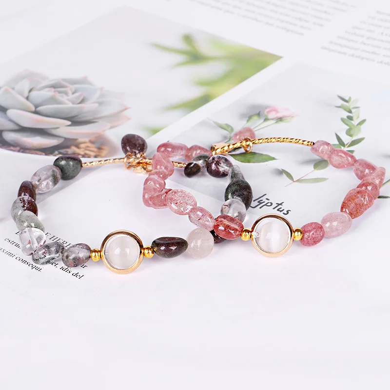 Натуральный драгоценный камень браслеты Линия Любовь Исцеление розовый порошок