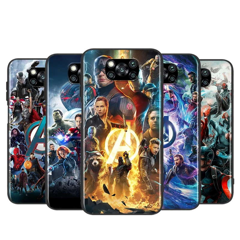 

Marvel Avengers hero For Xiaomi Poco X3 NFC F3 GT X2 M3 M2 5G Pro Mi A3 Lite 9SE CC9 Soft Black Phone Case Shell