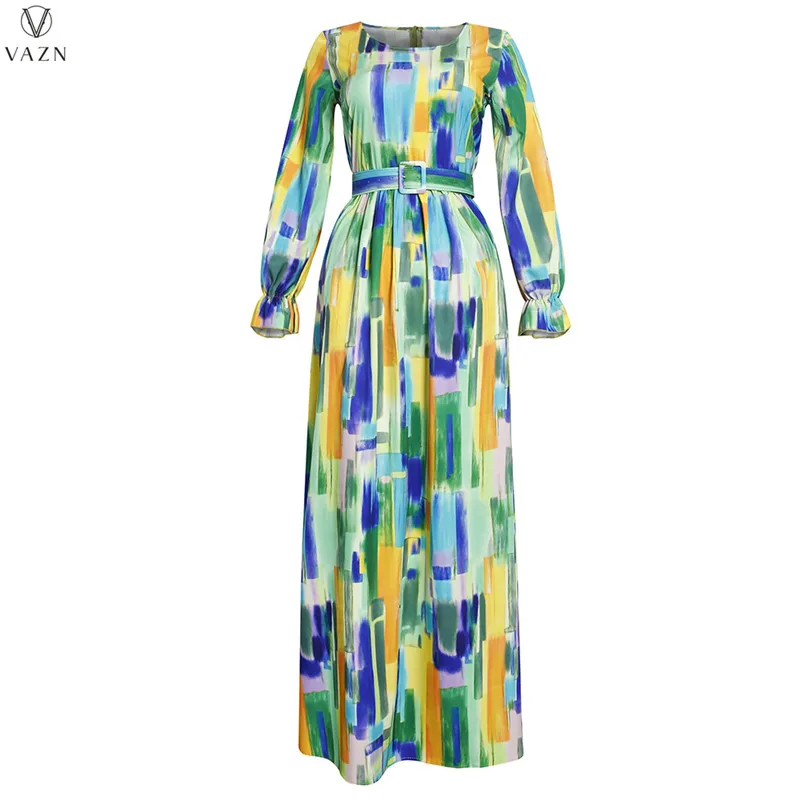 Женское шифоновое платье-макси с длинным рукавом свободного покроя