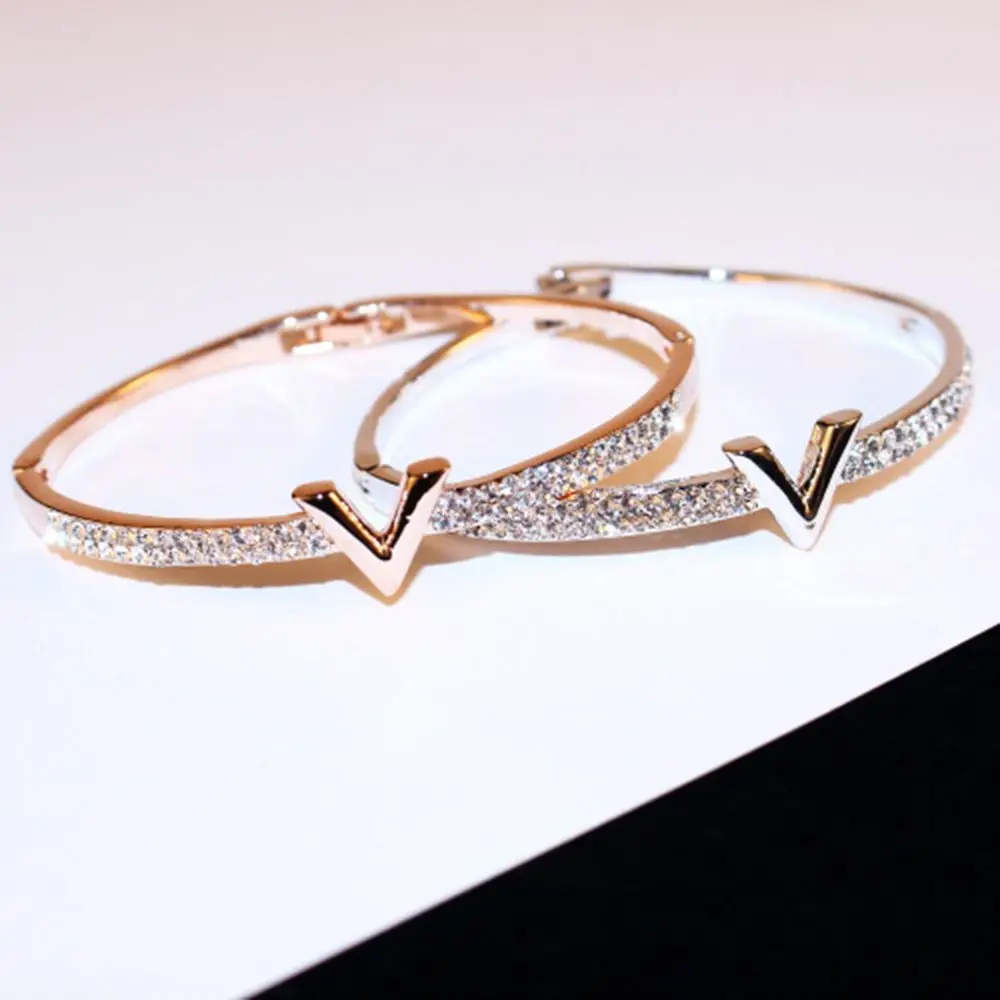 Мода буквы V в виде ракушки Браслет манжета Браслеты для Для женщин широкий