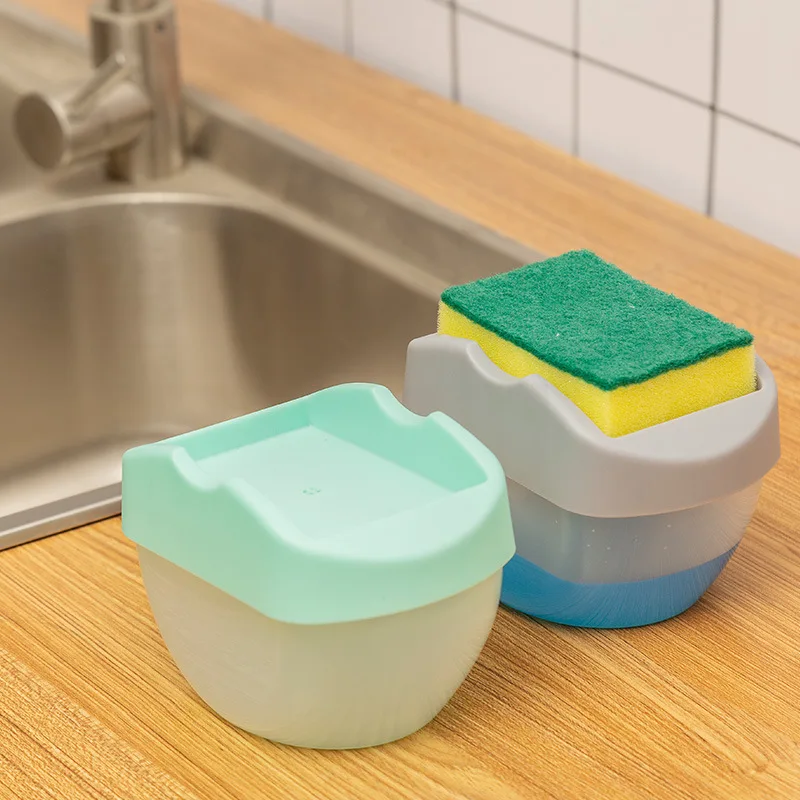 

Soap Dispenser Pump With Sponge Manual Press Cleaning Liquid Dispenser Container Manual Press Soap Organizer Kitchen Tool