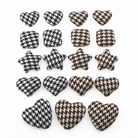 100pcs houndstooth cloth fabric covered roundheartstar flat back button home garden crafts cabochon hair bow center