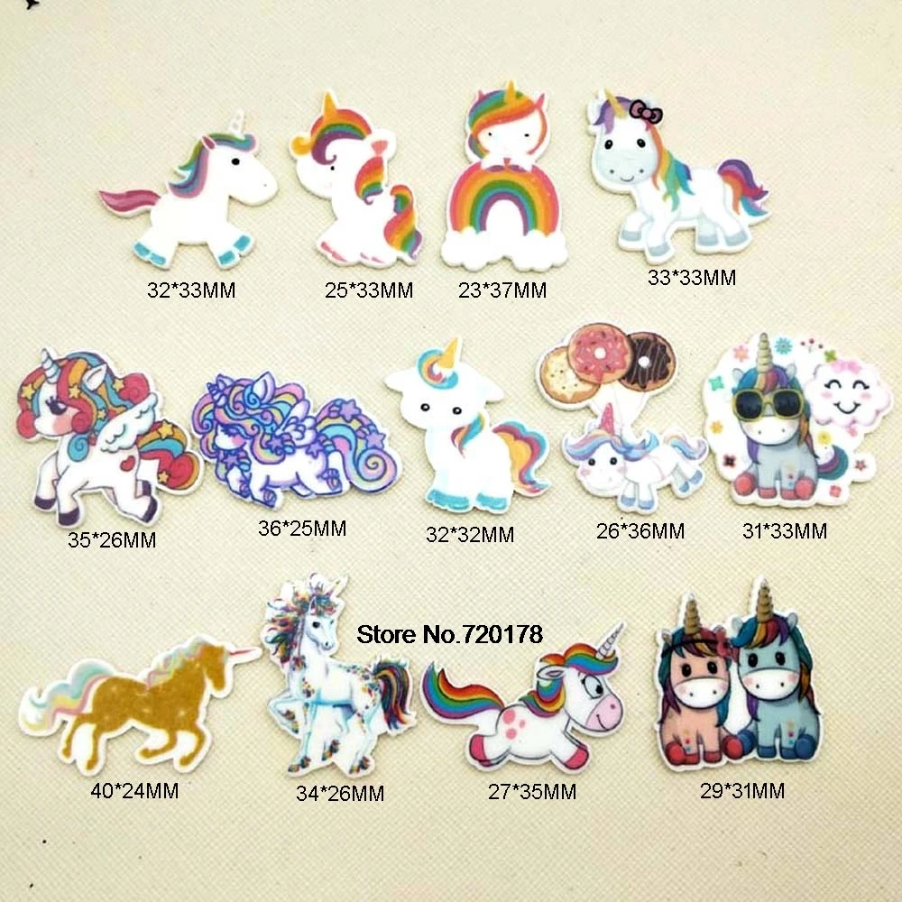 Смешанный 30 шт/50 шт в наборе мультяшная пижама виде животных Единорог плоское