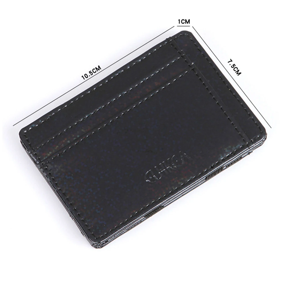 Magic Wallet Money Clip Card ID Slim Light Flip Leather Purse Clamp Money Case With Elastic Band Bifold Business Leather Wallet