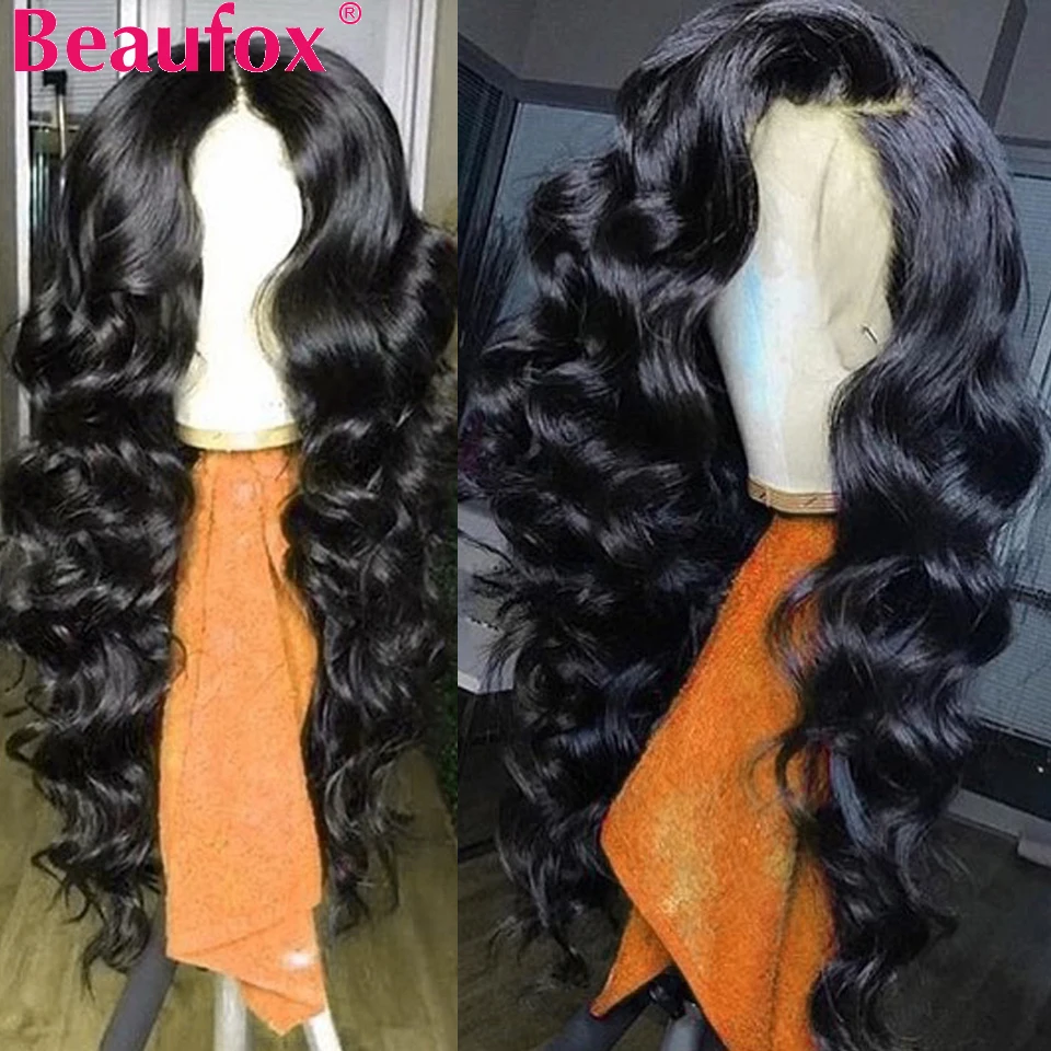 Волнистые человеческие волосы Beaufox бразильские передние парики предварительно