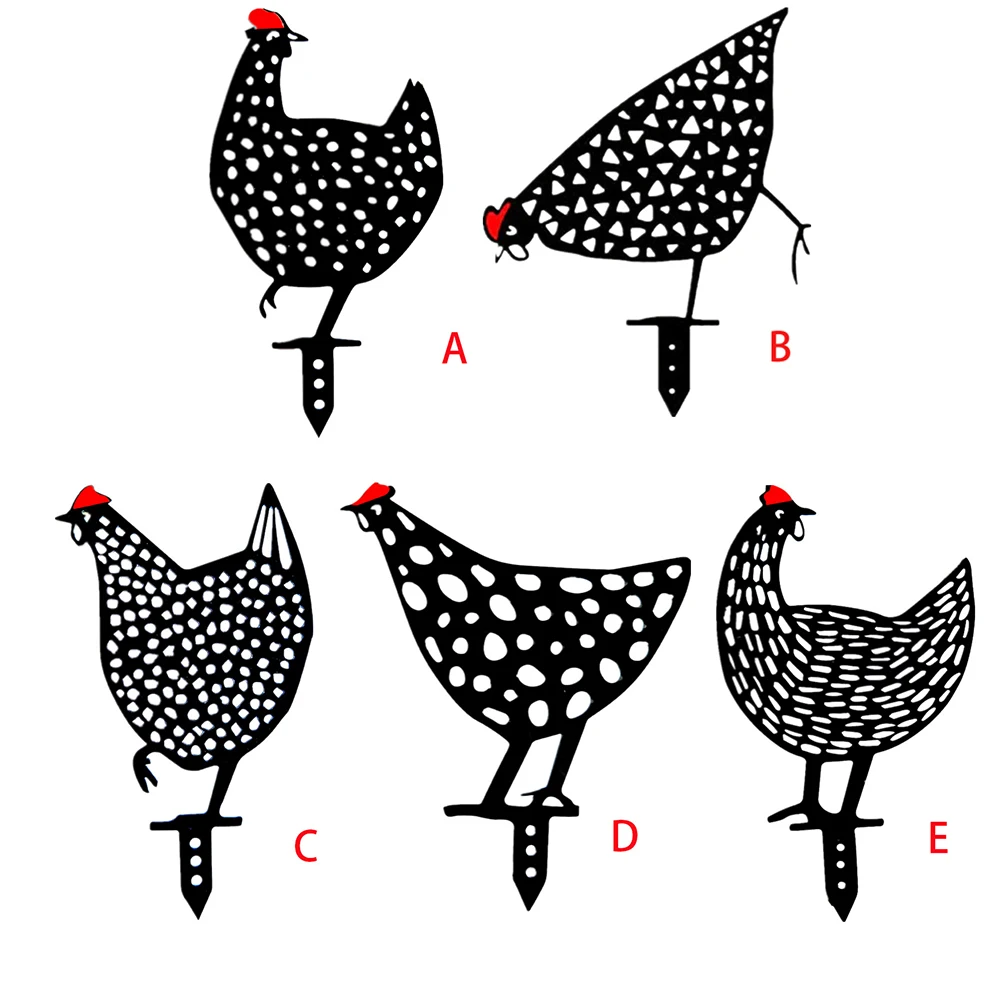 

5pcs Hen Yard Decor Lawn Stakes Gardening Ornaments Acrylic Black Black Chicken Art Gardening Gift Yard Decor Art Creative