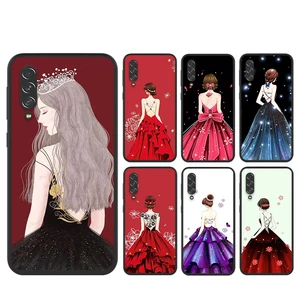 Beautiful evening dress Girl silicone Cover For Samsung A90 A80 A70S A50S A40S A30S A20E A20S A10S A10E Black Phone Case