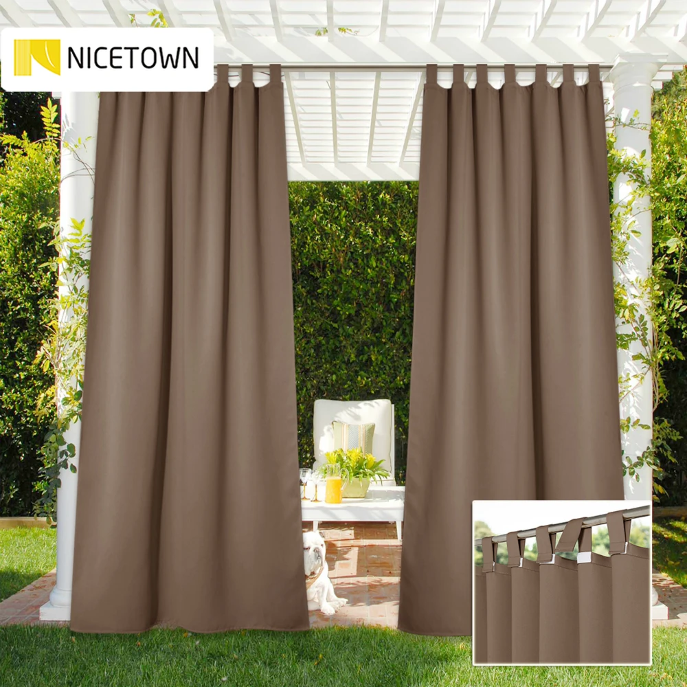 NICETOWN Outdoor Curtain Drape Blackout Light Blocking Fade Resistant with Velcro Tab Top Rust Proof for Porch&Beach&Patio|Занавески| |