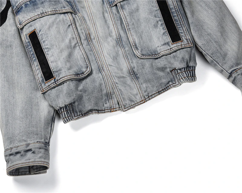 Последняя для осени и зимы Ретро стиль Потертая джинсовая ткань стеганая куртка