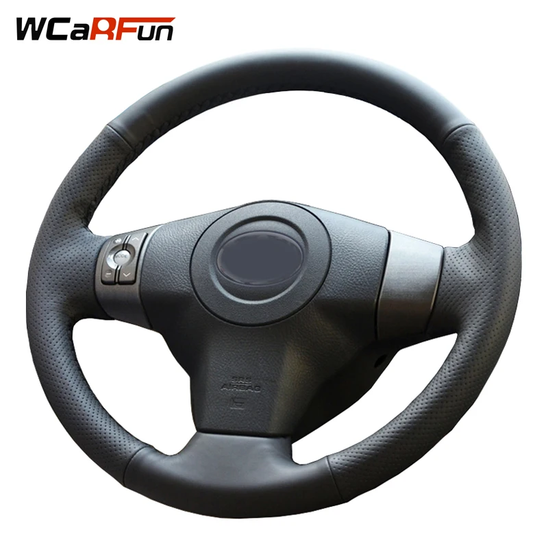 

WCaRFun DIY Hand-Stitched Black Artificial Leather Car Steering Wheel Cover for Toyota Yaris Vios RAV4 2006-2009 Scion XB 2008