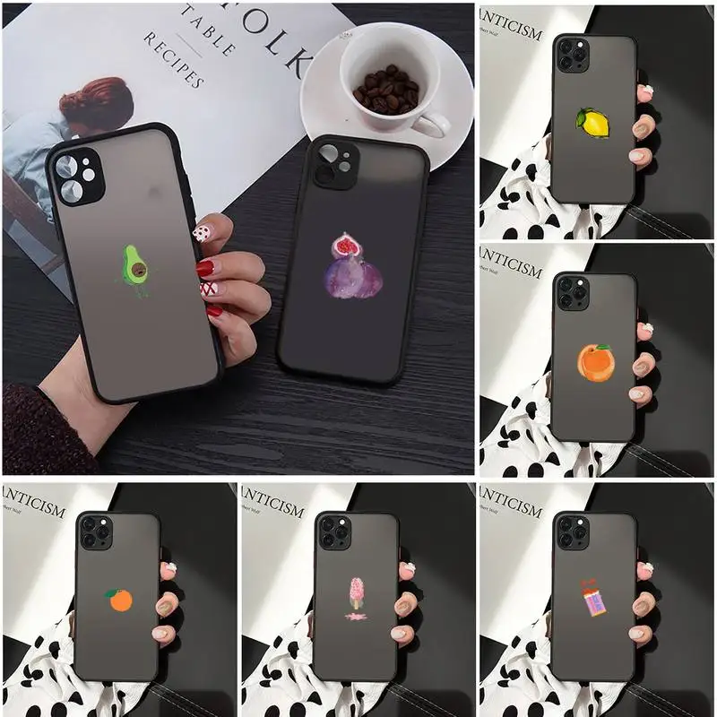 

Cartoon fruit Simplicity Art aesthetics Phone Cases Matte Transparent for iPhone 7 8 11 12 s mini pro X XS XR MAX Plus funda