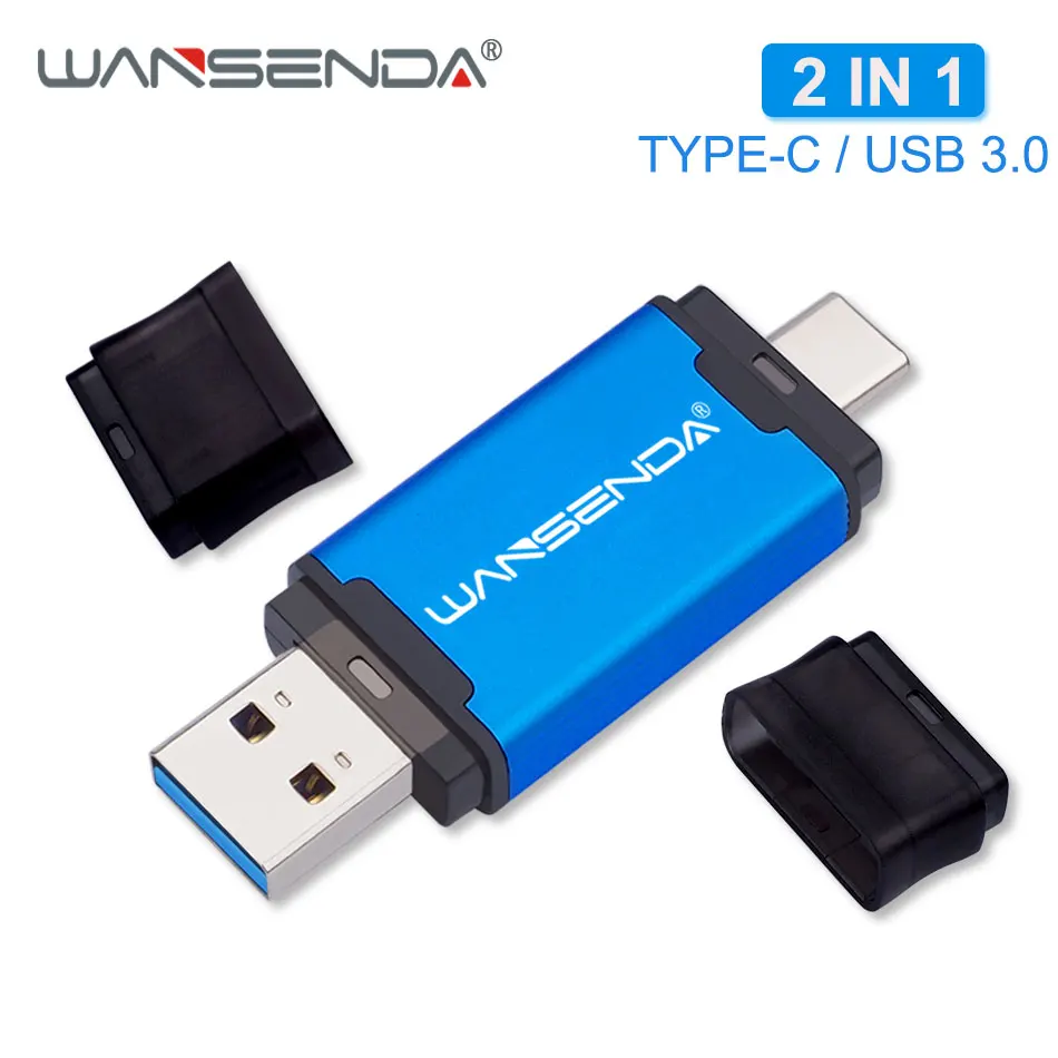 Горячая Распродажа WANSENDA 2 в 1 TYPE-C USB 3 0 флэш-накопитель металлический 16 ГБ 32 64 Гб 128