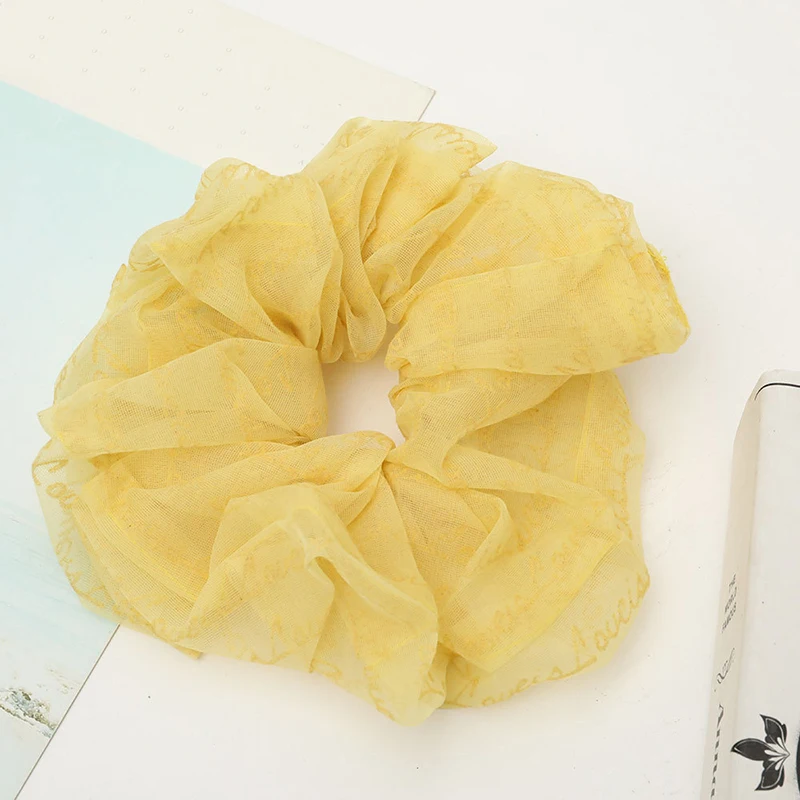 

2020 New Organza Letter Print Hair Scrunchie Hair Ties For Girls Ponytail Holder Elastic Hairbands Rubber Bands Hair Accessories