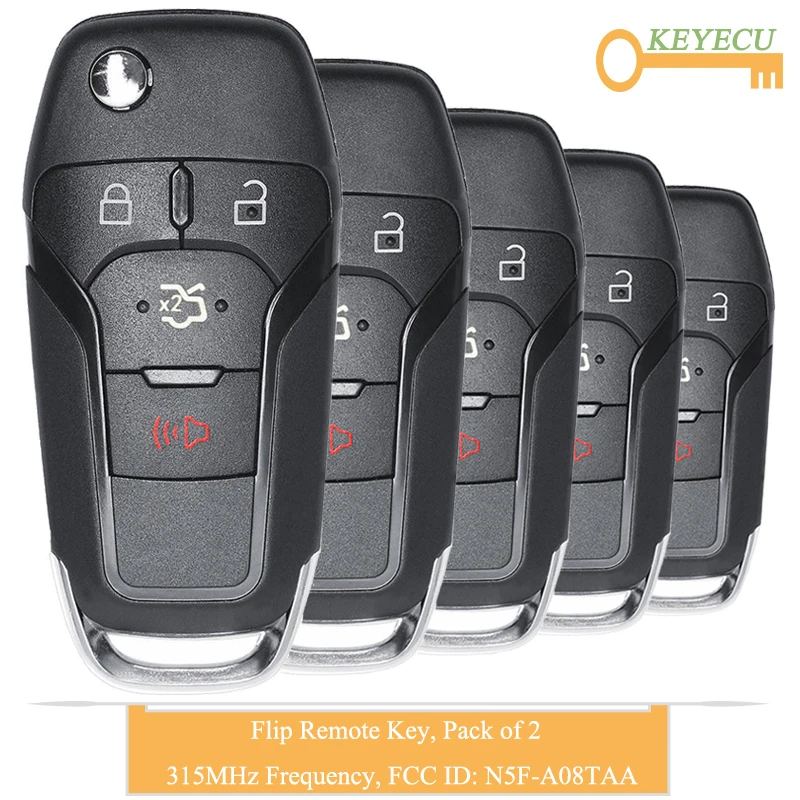 Брелок KEYECU для дистанционного управления автомобилем 5 шт. Ford Fusion 2013 2014 2015 2016 3 + 1/ 4