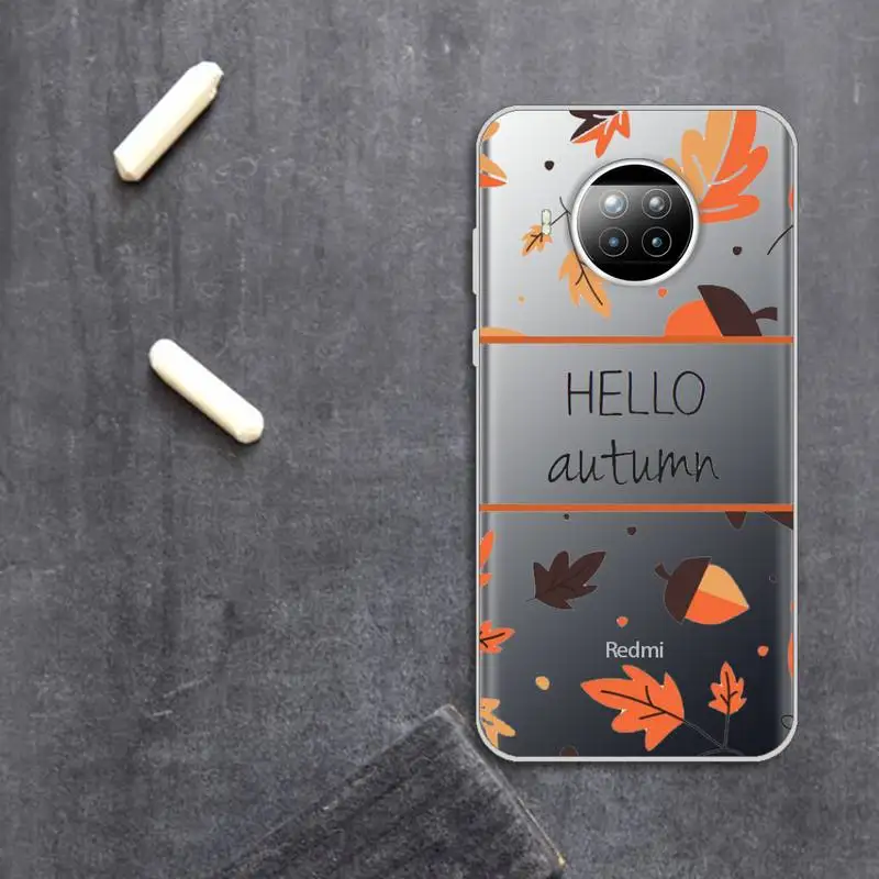 

Fallen leaves Pumpkin happy autumn Phone Case Transparent for Xiaomi Redmi note 10 t 8 9 pro lite 11