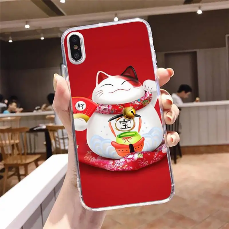 

Beckoning cat japanese style Phone Case Transparent soft For iphone 5 5s 5c se 6 6s 7 8 11 12 plus mini x xs xr pro max
