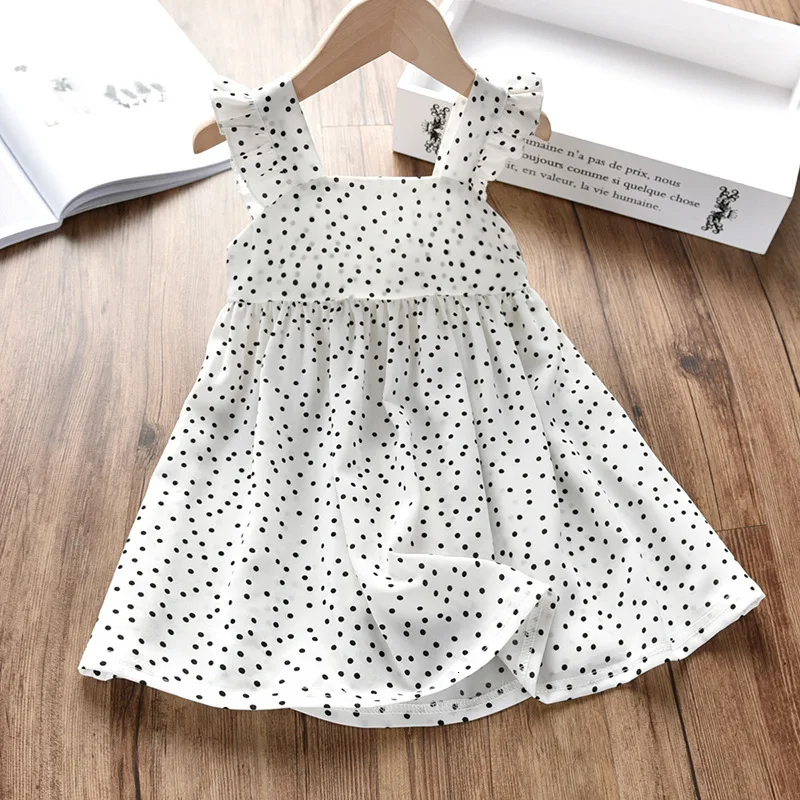 Платье в горошек для девочек детская одежда летнее шифоновое платье малышей цвет
