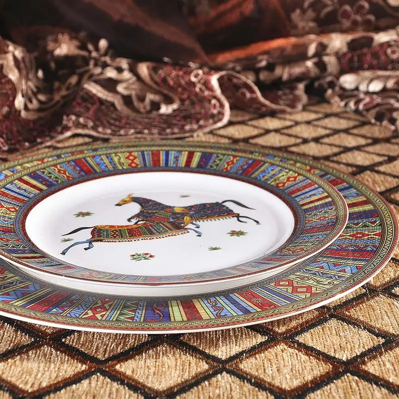 8 /10 дюймовые круглые фарфоровые тарелки вечерние для десерта|Блюдца и тарелки| |