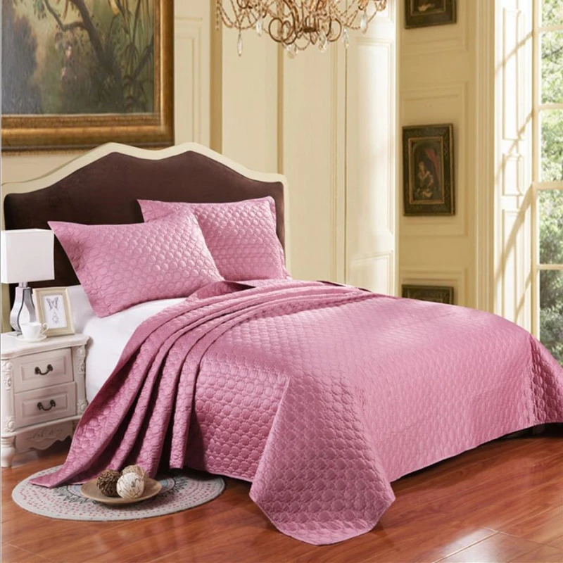 Комплект постельного белья из 3 предметов покрывало для розового вина однотонное