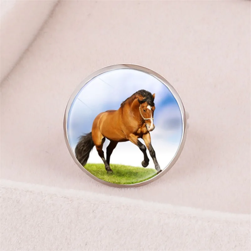FIMAODZ стеклянное кольцо с изображением лошади принтом в виде головы Изысканные