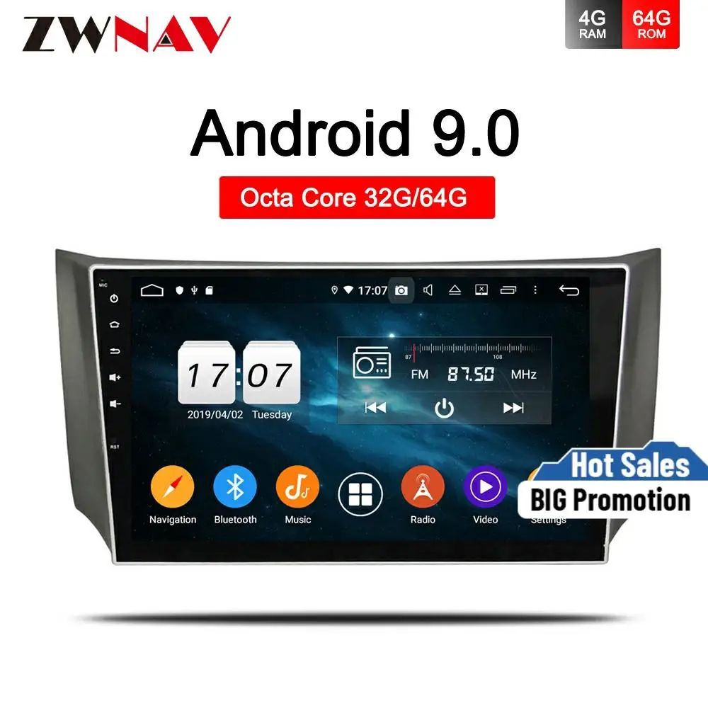 Автомагнитола IPS Android 9 0 мультимедийный видеопроигрыватель с навигацией GPS для