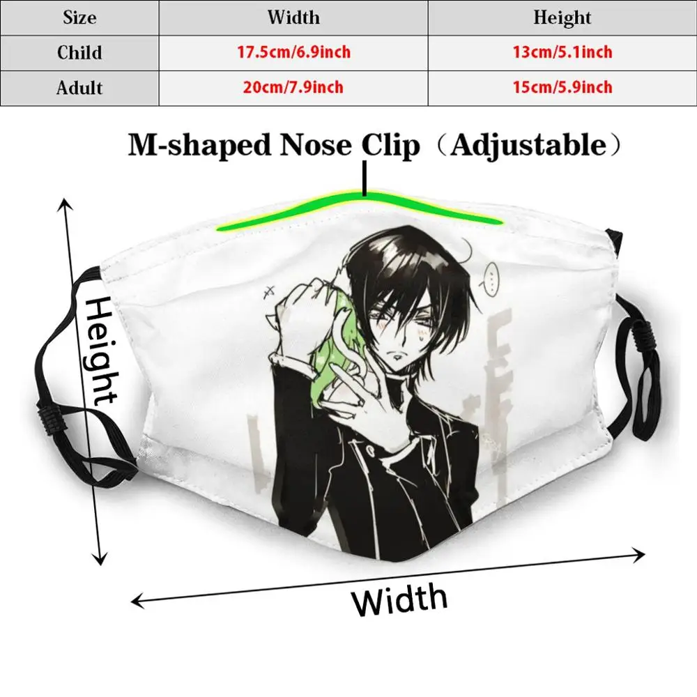 Cc And Letouch Code Geass моющийся фильтр с принтом защита от пыли маска для рта аниме код