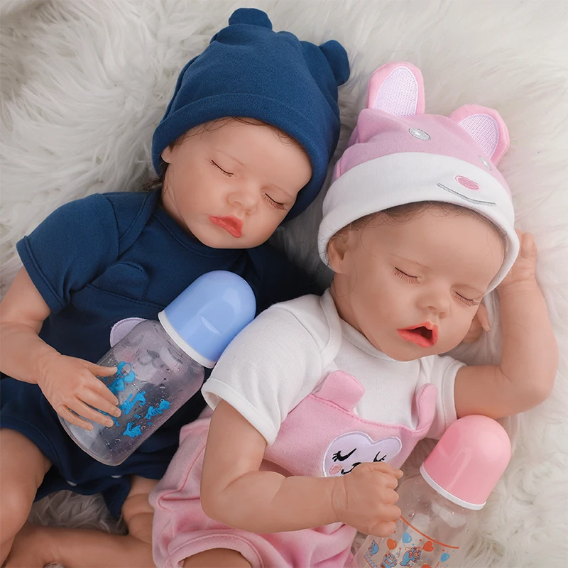 

Maywaysky 2pcs/Set Alive Twin Bebe Reborn Kit Realistic 17" Newborn Boy & Girl Baby Doll For Kid Gift