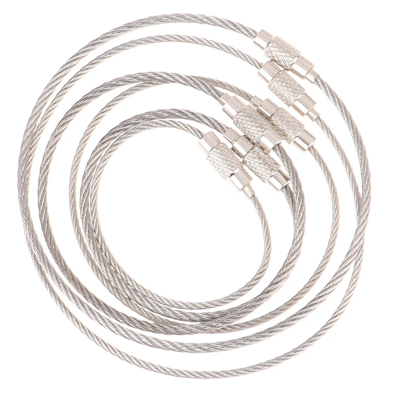 20pcs Stainless Steel Wire Rope Key Chain Wire Keychain Carabiner Cable Key Ring Outdoor Hiking Tool Parts