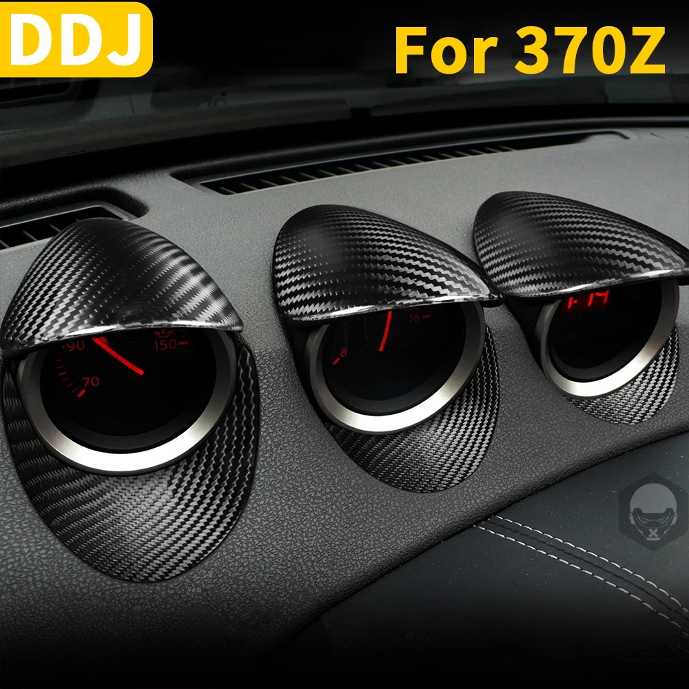 For Nissan 370Z Z34 Instrument Gauge Pod Trim Cover Real Carbon Fiber Car Stickers Dashboard Interior Decoration Accessories