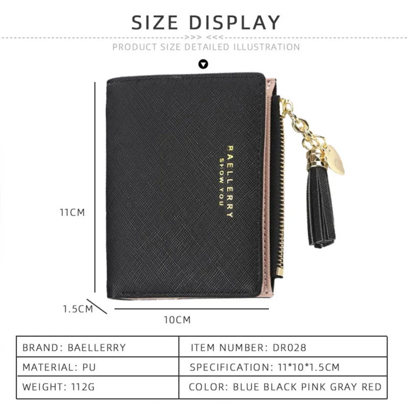 

baellerry Tassel Cute Women Wallet Leather Card Holder Mini Short Small Wallets Coin Purse Female Ladies Case Card Holders