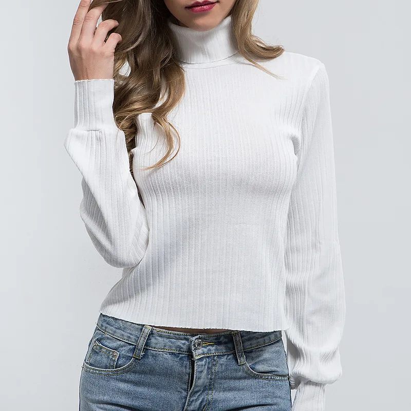 Теплый Женский свитер с высоким воротником рубашка сезон осень-зима вязаный