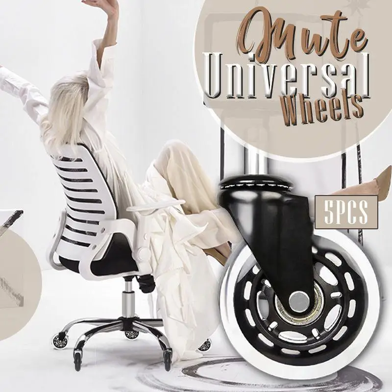 

5pcs Mute Universal Wheels 2.5"/3" Office Chair Caster 360 Swivel Rubber Caster Safe Rollers Replacement Furniture Casters