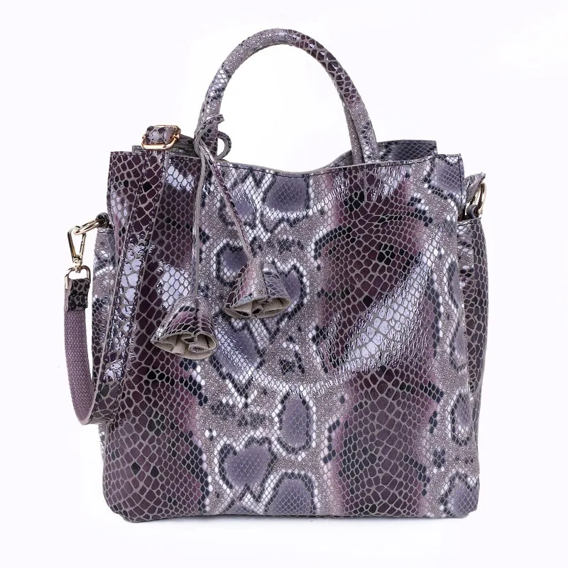 2021 New Casual Snake Pattern Handbag Women Big Tote Bag Genuine Leather Handbags for Ladies Elegant Shoulder | Багаж и сумки